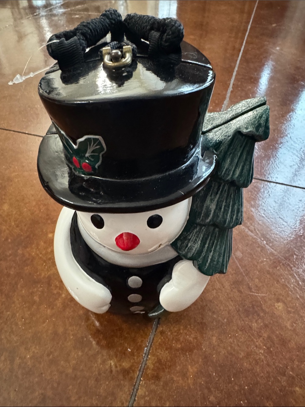 Timmy Woods Black, White & Green Snowman Lantern
